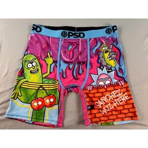 PSD Rick and Morty Pickle Rick Boxer Briefs Mens Large Pink Blue Graphic